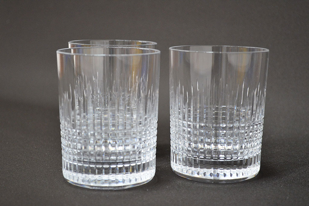 フランス　バカラ　Baccarat　ナンシー　ロックグラス　3客セット(フルレッドクリスタルガラス)(R-046844)