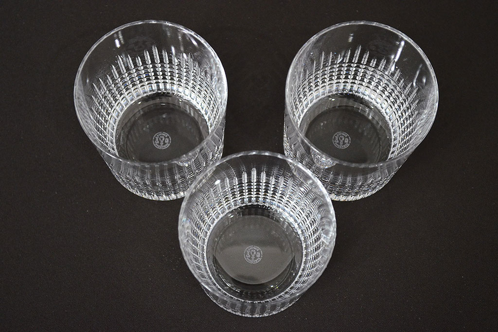フランス　バカラ　Baccarat　ナンシー　ロックグラス　3客セット(フルレッドクリスタルガラス)(R-046844)