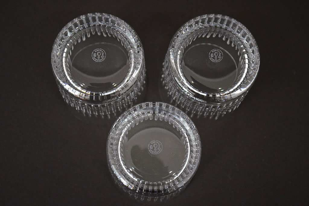 フランス　バカラ　Baccarat　ナンシー　ロックグラス　3客セット(フルレッドクリスタルガラス)(R-046844)