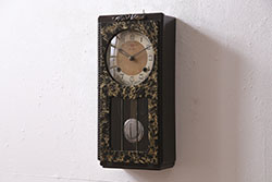 アンティーク時計　昭和中期　RUBY CLOCK(ルビー印)　ゼンマイ式　マーブル模様が珍しい掛け時計(柱時計、古時計)(R-046887)