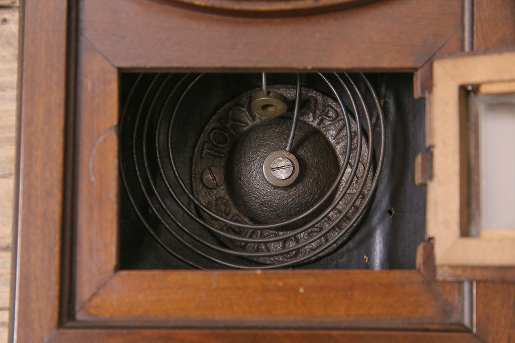 アンティーク時計　大正期　精工舎(SEIKOSHA、セイコー)　ゼンマイ式　頭丸型　昔懐かしい雰囲気が魅力の掛け時計(柱時計、振り子時計、古時計)(R-046916)