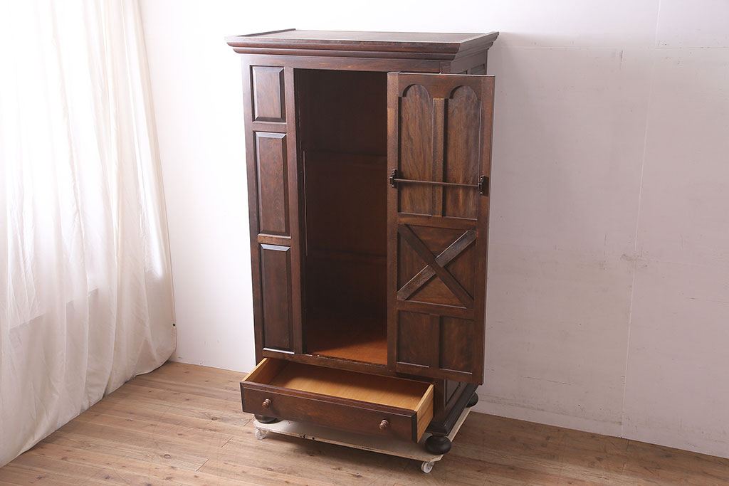 中古　松本民芸家具　#45型　洗練された雰囲気のワードローブ(洋服タンス、衣装箪笥、収納棚)(定価約49万円)(R-046924)