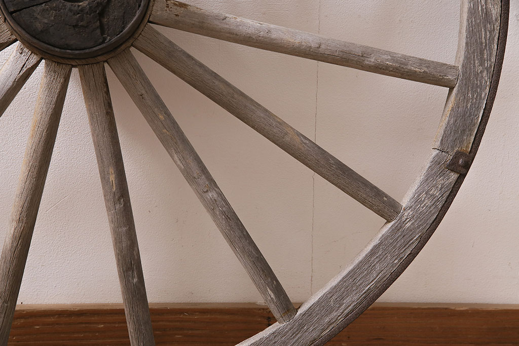 アンティーク雑貨　明治大正期　大八車　木製車輪(ディスプレイ、ガーデニング雑貨)(R-046957)