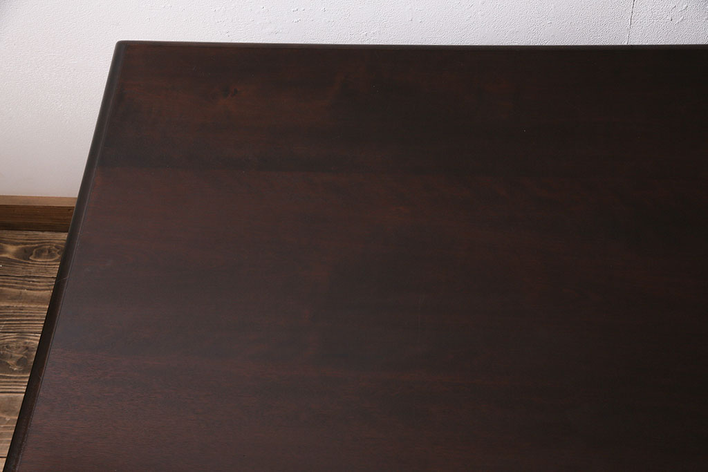 中古　松本民芸家具　シックな色合いが上品なM型両袖机(デスク)(定価約63万円)(R-046958)