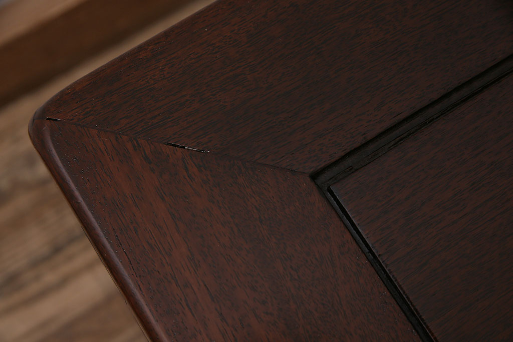アンティーク家具　昭和初期　紫檀無垢材　深い色合いが美しい時代物の座卓(ローテーブル)(R-046963)