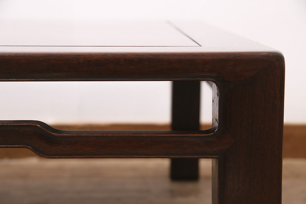 アンティーク家具　昭和初期　紫檀無垢材　深い色合いが美しい時代物の座卓(ローテーブル)(R-046963)