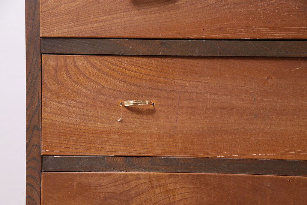 レトロ家具　戸棚付き　昭和レトロな雰囲気たっぷりのタンス(引き出し)(R-046965)