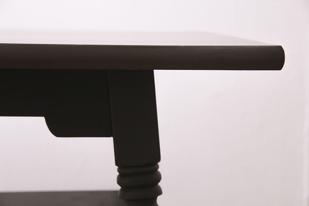 和製ビンテージ　松本民芸家具　深い色合いが上品な棚付きダイニングテーブル(食卓)(R-046969)