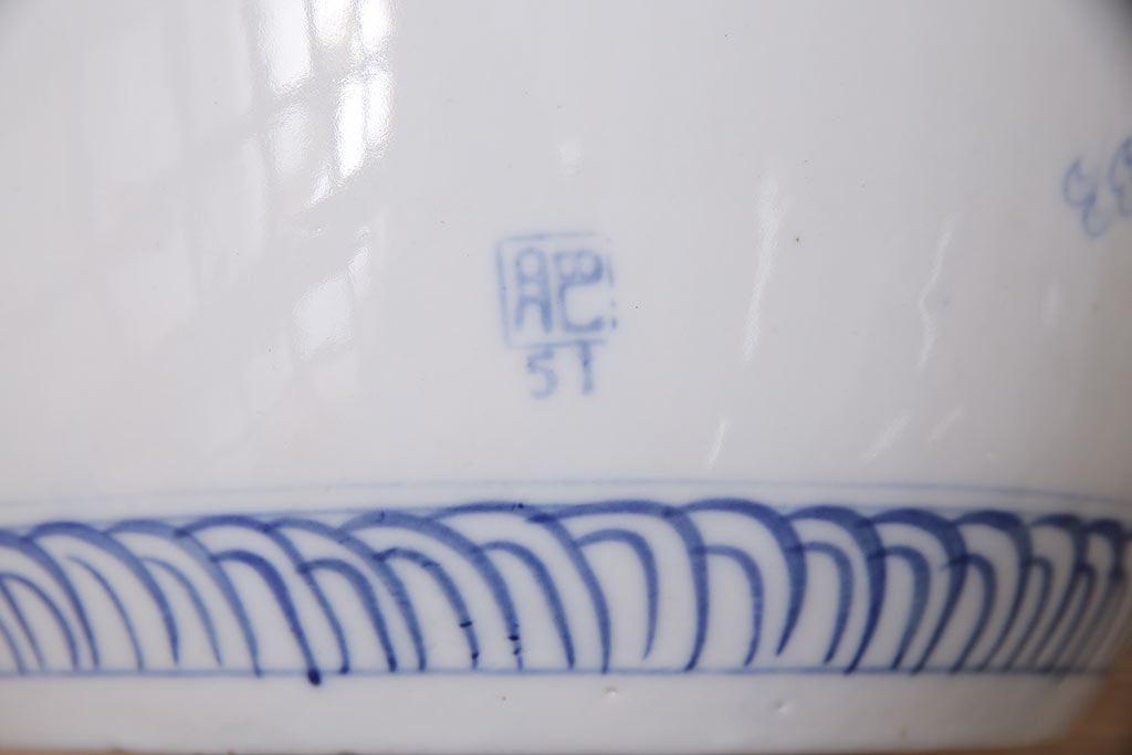 アンティーク雑貨　大正昭和初期　龍の図が大胆に描かれた瀬戸火鉢(鉢カバー)(R-046977)