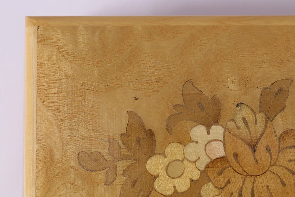 ビンテージ　イギリス　ウォールナット　花図　ジュエリーボックス(小物入れ、アクセサリーケース、ヴィンテージ)(R-047002)