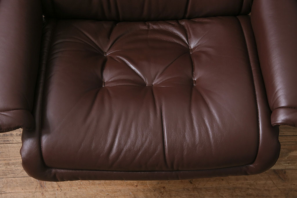 中古　EKORNES(エコーネス)　本革　ロイヤルシリーズ　オットマン付き　ストレスレスチェア(定価約46万円)(リクライニングチェア、アームチェア、椅子)(R-047035)