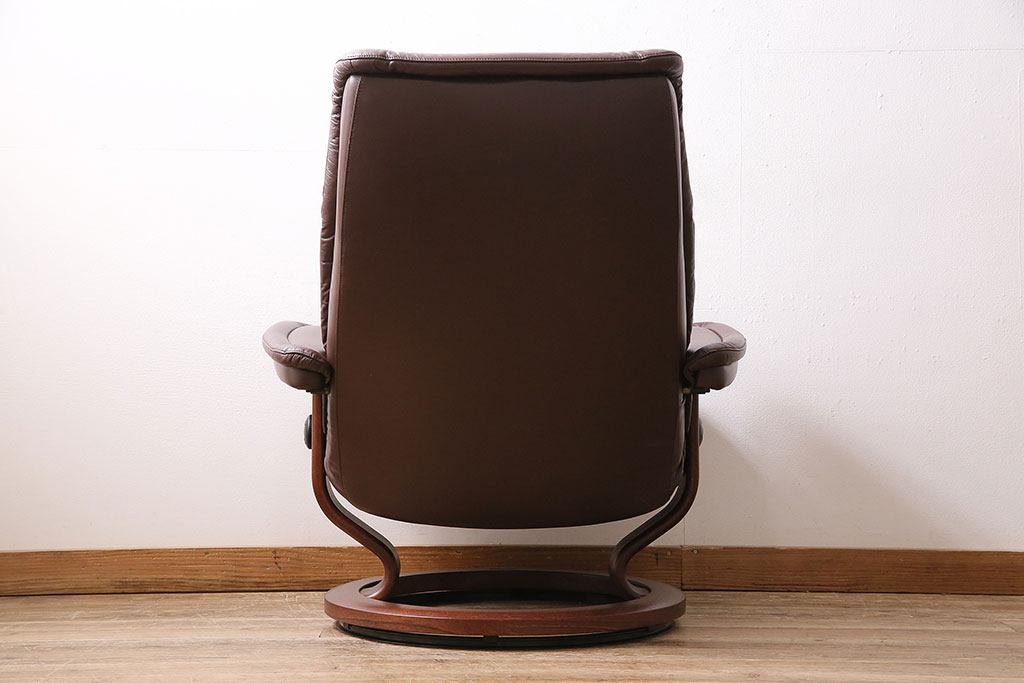 中古　EKORNES(エコーネス)　本革　ロイヤルシリーズ　オットマン付き　ストレスレスチェア(定価約46万円)(リクライニングチェア、アームチェア、椅子)(R-047035)