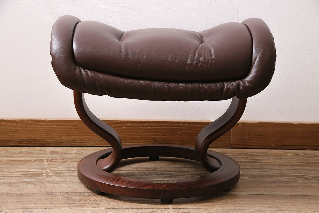 中古　EKORNES(エコーネス)　本革　ロイヤルシリーズ　オットマン付き　ストレスレスチェア(定価約46万円)(リクライニングチェア、アームチェア、椅子)(R-047035)