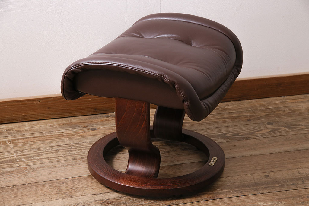 中古　EKORNES(エコーネス)　本革　ロイヤルシリーズ　オットマン付き　ストレスレスチェア(定価約46万円)(リクライニングチェア、アームチェア、椅子)(R-047035)