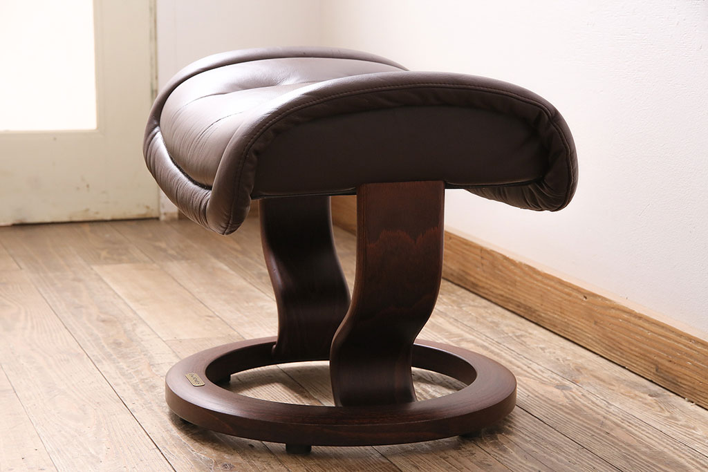 中古　EKORNES(エコーネス)　本革　ロイヤルシリーズ　オットマン付き　ストレスレスチェア(定価約46万円)(リクライニングチェア、アームチェア、椅子)(R-047035)