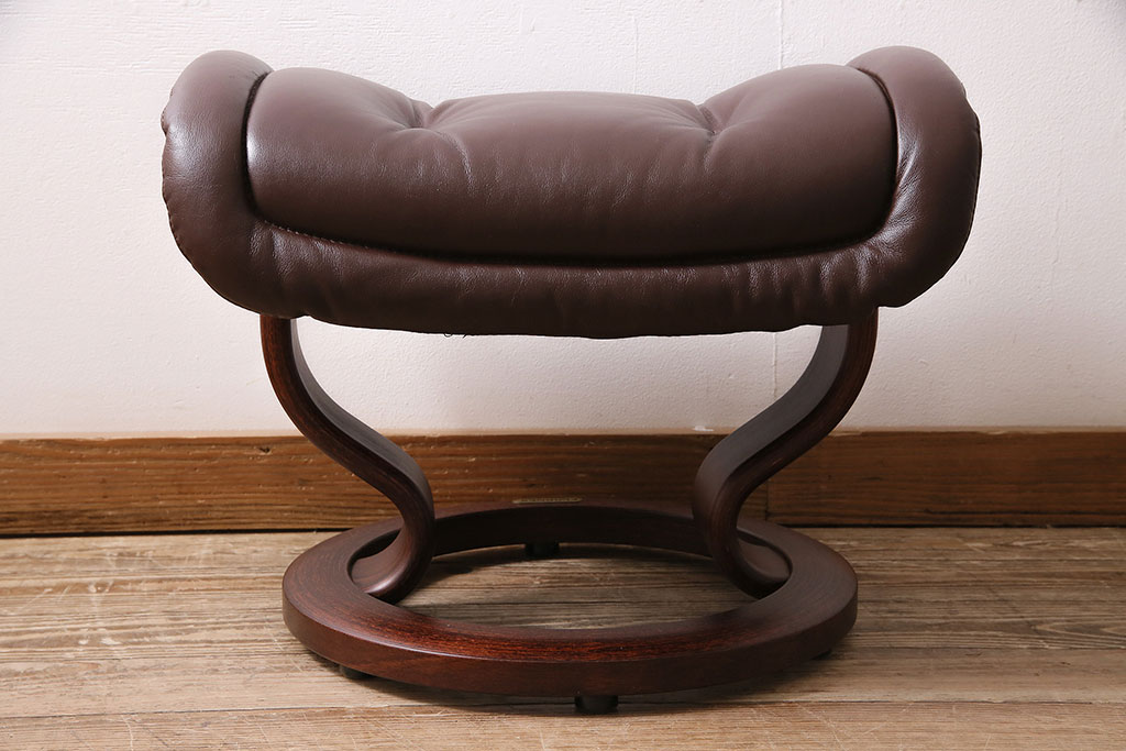 中古　EKORNES(エコーネス)　本革　ロイヤルシリーズ　オットマン付き　ストレスレスチェア(定価約46万円)(リクライニングチェア、アームチェア、椅子)(R-047035)