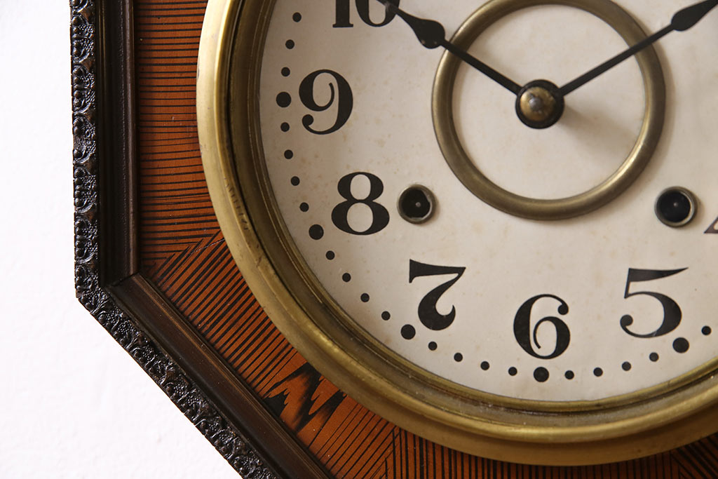 アンティーク時計　大正昭和初期　精工舎(SEIKOSHA、セイコー)　REGULATOR　ゼンマイ式　 八角型振り子時計(掛け時計、柱時計、古時計)(R-047040)