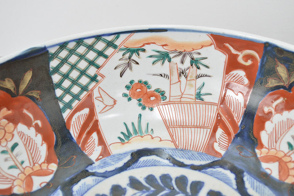 e2502 古伊万里 色絵 鉢 二重高台 色絵鉢 工芸品