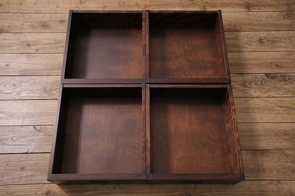 中古　旭川家具　北樹シリーズ　150K　樺材の濃い色合いが美しい茶棚(定価約27万円)(食器棚、サイドボード、収納棚)(R-047092)