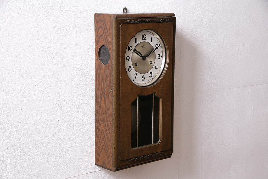 アンティーク時計　精工舎　TRADE(S)MARK　トレードマーク　SEIKO　セイコー　ゼンマイ式　 掛け時計(SEIKOSHA、振り子時計、古時計、柱時計)(R-047100)