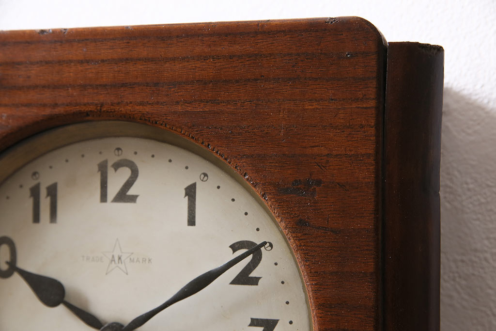 アンティーク時計　昭和初期　EIKEISHA(栄計舎)　TRADE(AK)MARK　ゼンマイ式　透かし彫り　大正ロマン香る振り子時計(柱時計、掛け時計、古時計)(R-047102)