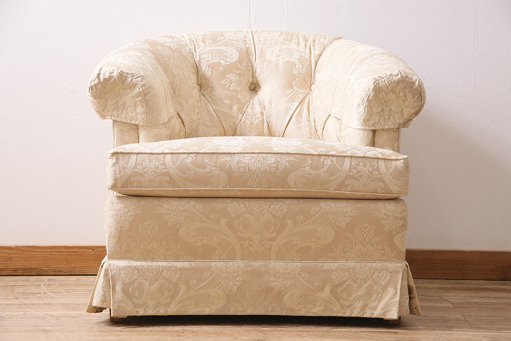 中古　DREXEL HERITAGE(ドレクセルヘリテイジ)　Upholstery(アップホルスタリー)　優美なひとときを演出する1人掛けソファ(定価約62万円)(シングル、アームソファ、チェア)(R-047111)