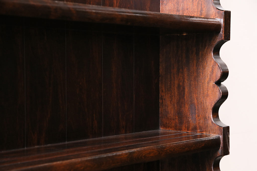 和製ヴィンテージ　松本民芸家具　#36型皿棚　深い色合いと独特の木目が美しい食器棚(収納棚、カップボード、ビンテージ)(R-047115)