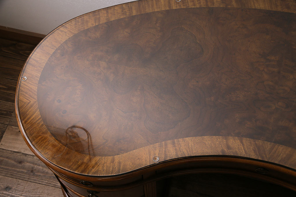 中古　極美品　DREXEL HERITAGE(ドレクセルヘリテイジ)　Cameo Classics(キャメオクラシックス)　高級感溢れる大人の書斎作りにおすすめのキドニーデスク(定価約170万円)(両袖デスク、机、在宅ワーク、在宅用ワークデスク)(R-047127)