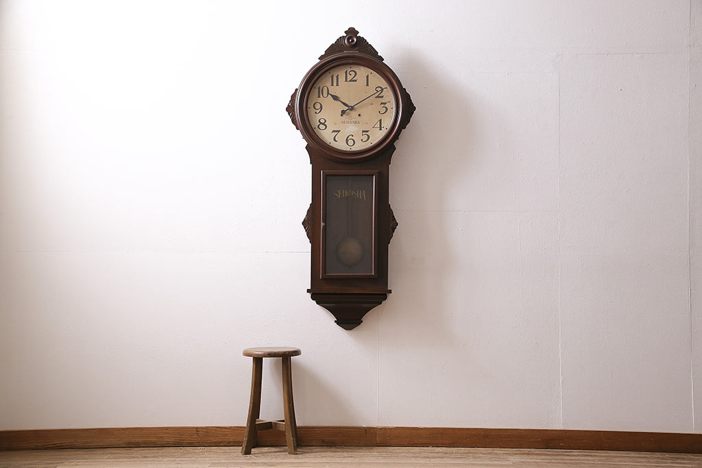 アンティーク時計　精工舎　TRADE(S)MARK　トレードマーク　SEIKO　セイコー　特大掛け時計(SEIKOSHA、振り子時計、古時計、柱時計)(R-047131)