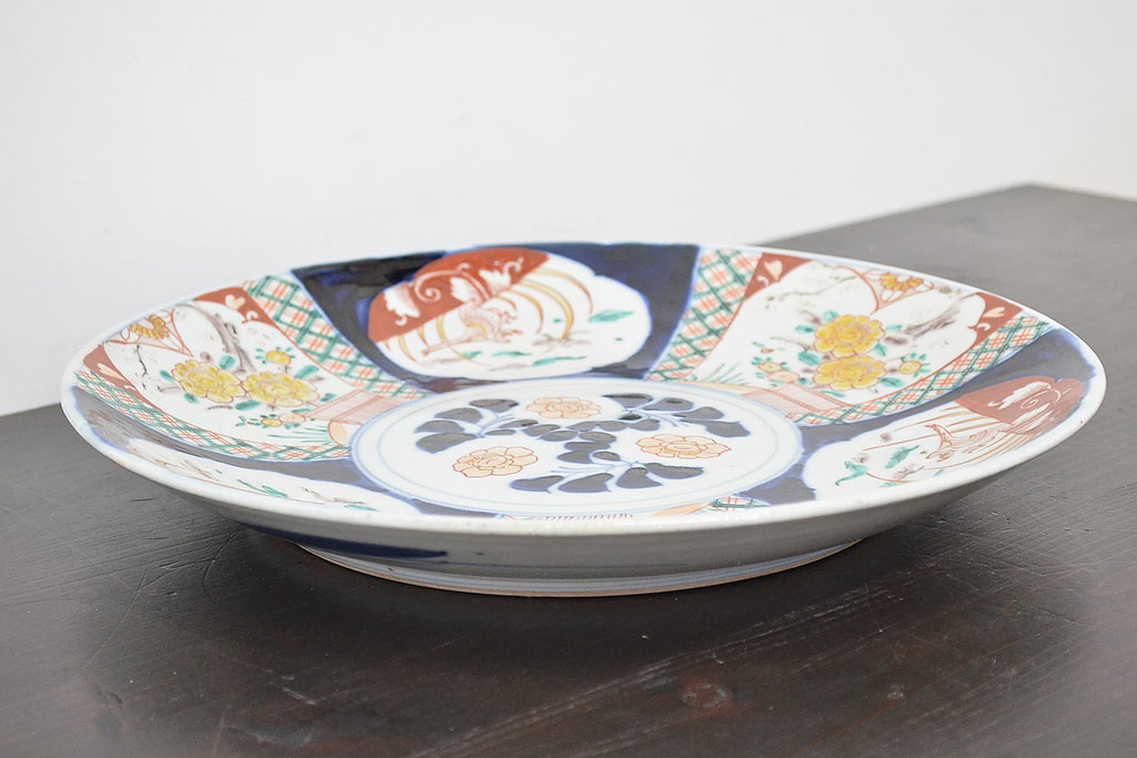 明治期　伊万里焼　色絵　一尺一寸大皿(和食器)(R-047151)