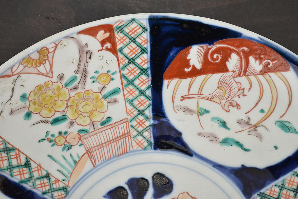 明治期　伊万里焼　色絵　一尺一寸大皿(和食器)(R-047151)