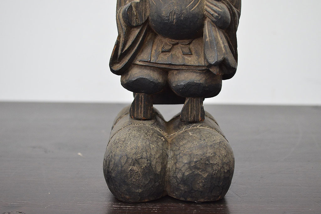 江戸〜明治　恵比寿　大黒　木彫　置物(木彫り)(R-047161)