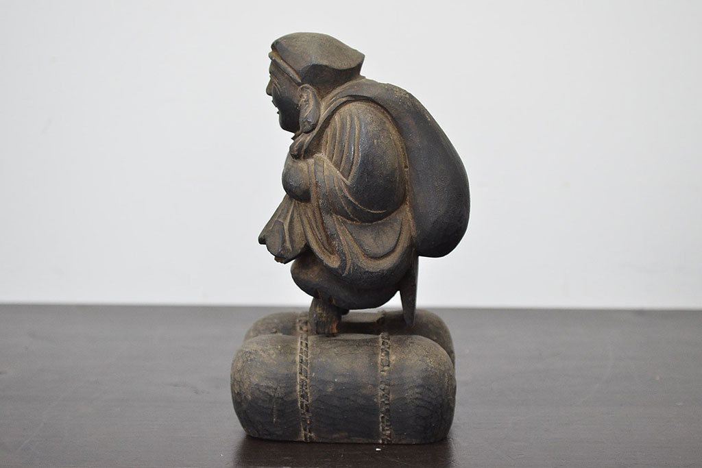 江戸〜明治　恵比寿　大黒　木彫　置物(木彫り)(R-047161)