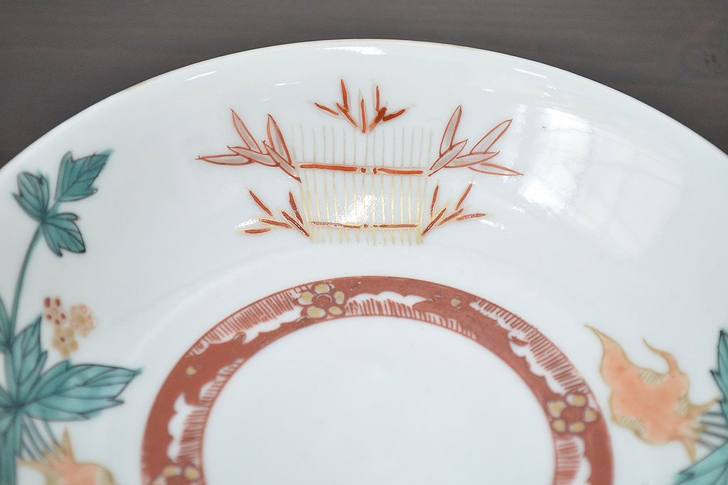 明治期　九谷焼　人参図　色絵　五寸なます皿6枚(和食器)(R-047187)