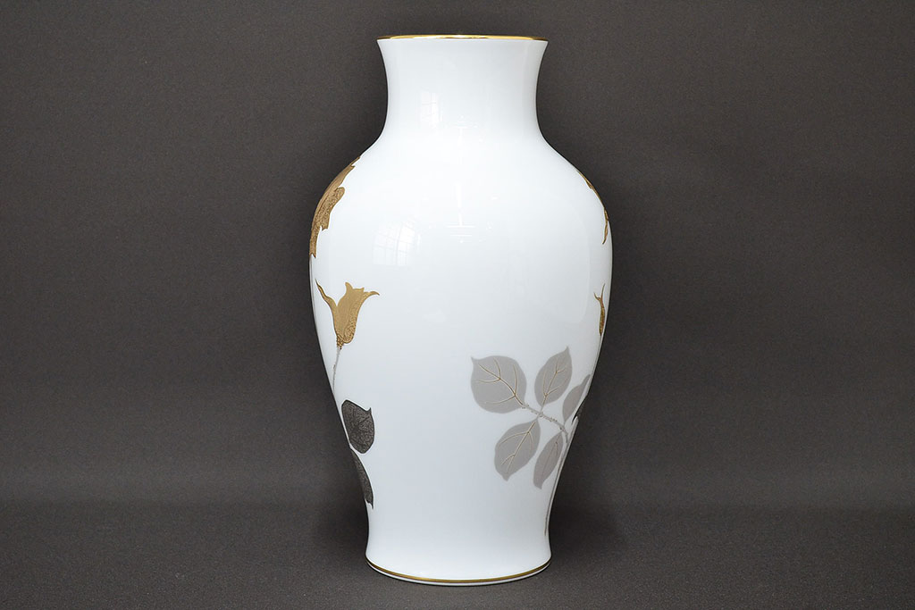 大倉陶園 ブルーローズ 金蝕バラ 花瓶2点セット 定価91,800円