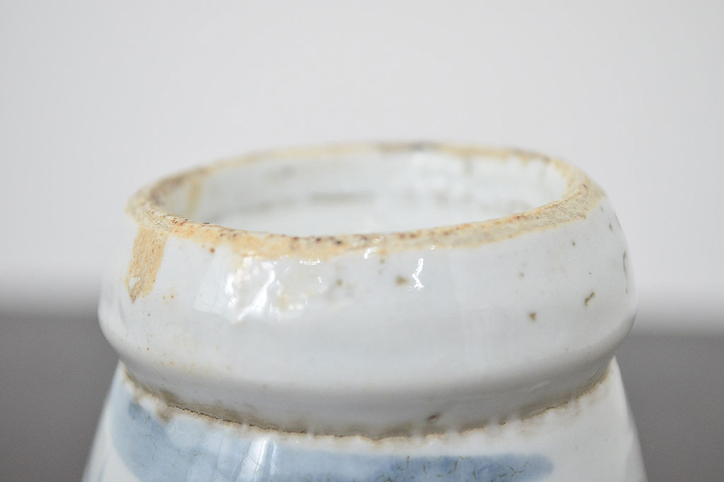 江戸期　古伊万里　染付　二耳花瓶(花入、花器)(R-047195)