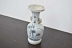 江戸期　古伊万里　染付　二耳花瓶(花入、花器)(R-047195)