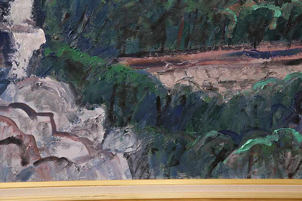 2001年　樋口善造作　岩城の町　油絵　100号程(油彩、額装)(R-047197)