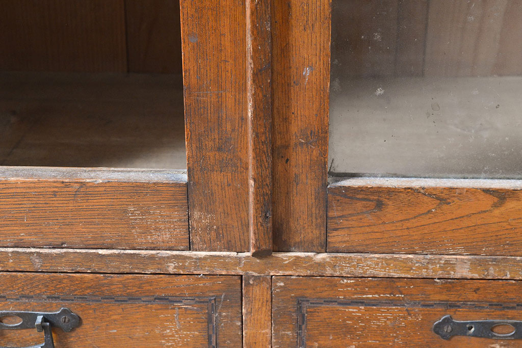 和製アンティーク　大正ロマンな雰囲気が魅力的!象嵌があしらわれた栓材製の戸棚(収納棚、キャビネット)(R-047208)