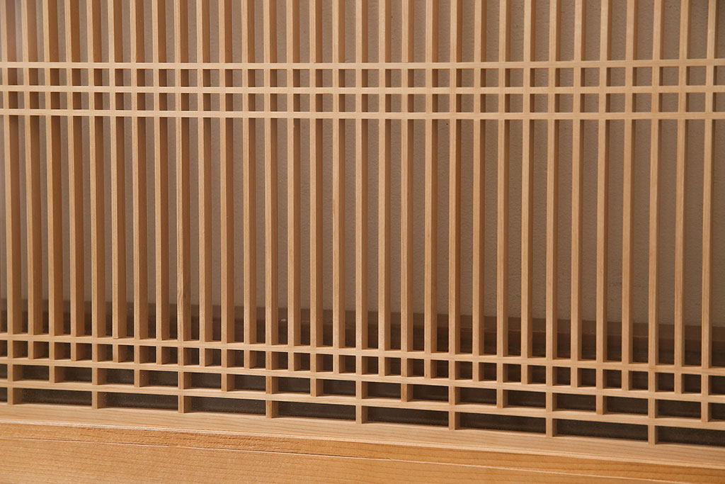 アンティーク建具　シンプルでモダンな意匠の筬欄間(オサランマ、明り取り、建具)(R-047262)