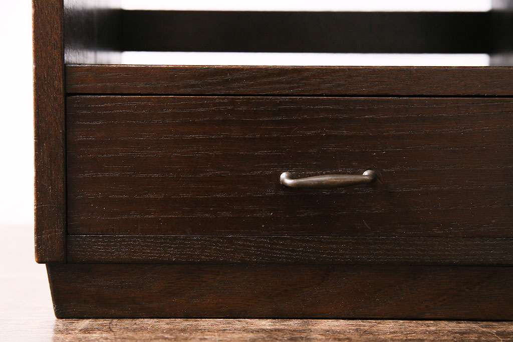 和製ヴィンテージ　総桑材製　和モダン空間におすすめ!指物家具の引き出し付き飾り棚(引き出し、棚、ビンテージ)(R-047274)