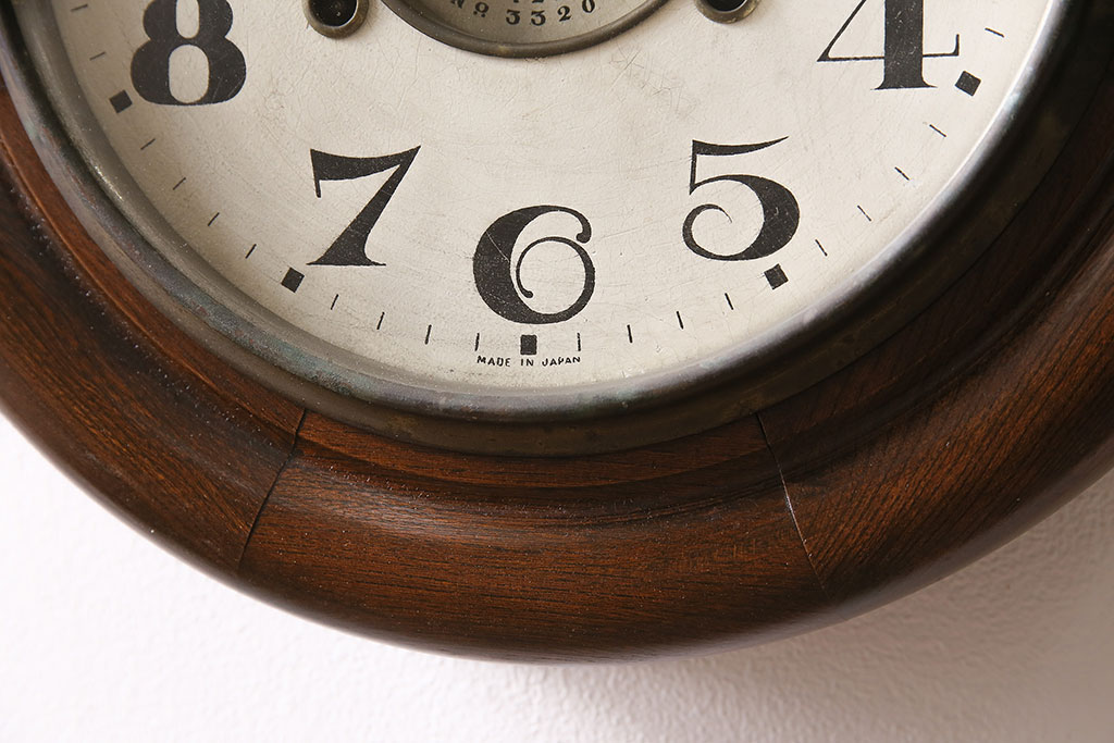 アンティーク時計　8DAY CLOCK　お洒落なディスプレイとして活躍してくれる赤菱式改良掛時計(柱時計、壁掛け時計、ディスプレイ時計)(R-047277)