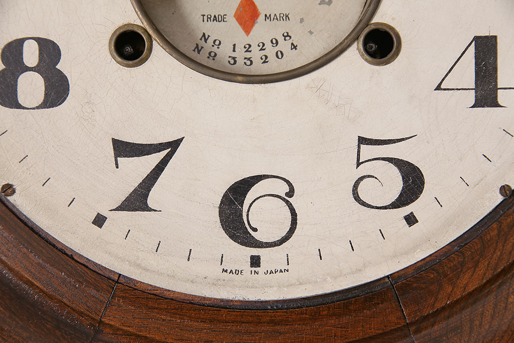 アンティーク時計　8DAY CLOCK　お洒落なディスプレイとして活躍してくれる赤菱式改良掛時計(柱時計、壁掛け時計、ディスプレイ時計)(R-047277)