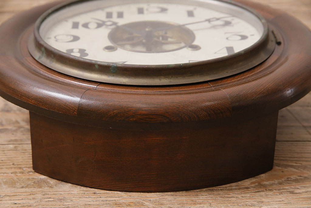 アンティーク時計　8DAY CLOCK　お洒落なディスプレイとして活躍してくれる赤菱式改良掛時計(柱時計、壁掛け時計、ディスプレイ時計)(R-047277)