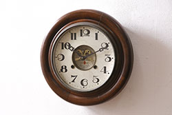 アンティーク時計　8DAY CLOCK　お洒落なディスプレイとして活躍してくれる赤菱式改良掛時計(柱時計、壁掛け時計、ディスプレイ時計)(R-047277)