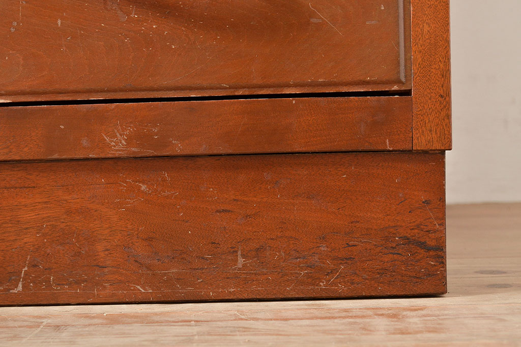 昭和レトロ　組み立て式　ノスタルジックな雰囲気が魅力のカバ材製両袖デスク(両袖机、在宅ワーク、在宅用ワークデスク、作業台)(R-047296)