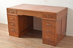 アンティーク家具　和製アンティーク　古い栓材製のシンプルで上品な簿記机(ライティングビューロー)