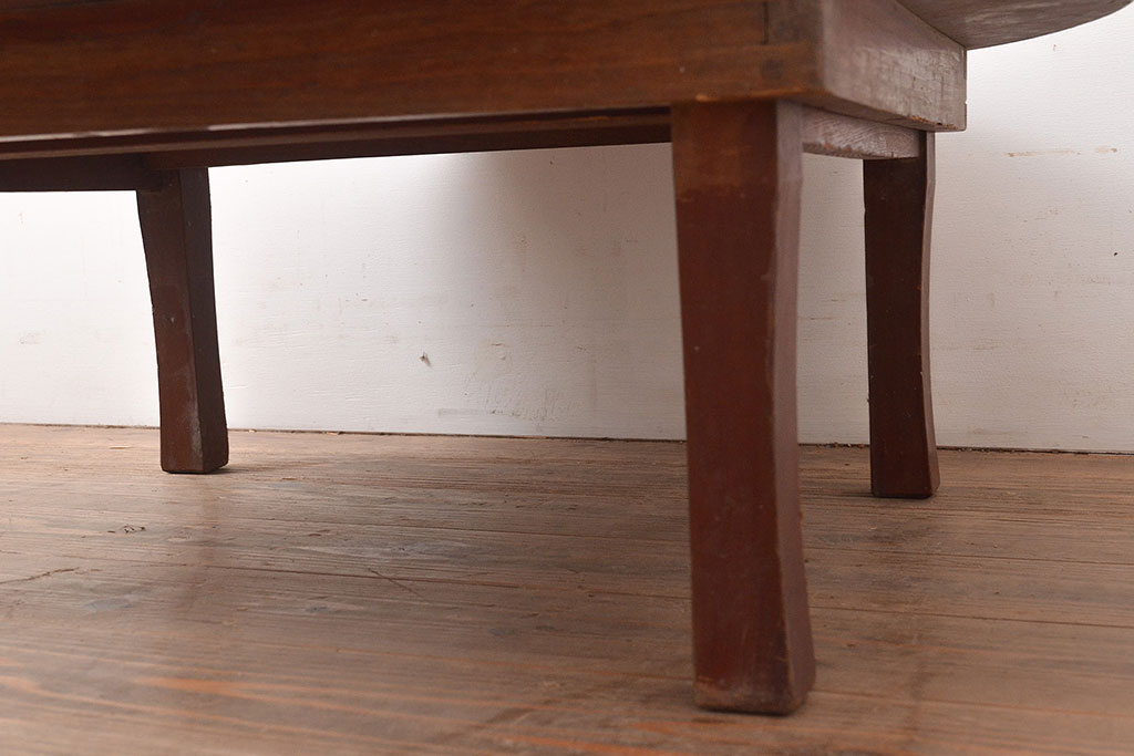 和製アンティーク　レトロな空間づくりにぴったりな栓材製のちゃぶ台(座卓、ローテーブル、折りたたみテーブル)(R-047327)