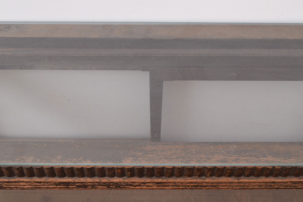 アンティーク　ナラ材製　見せる収納でお気に入りのスペース作りができるガラスケース(ショーケース、陳列棚)(R-047388)