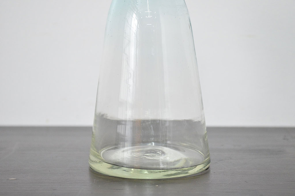大正〜昭和初期 青フリル ガラス花瓶(和ガラス、吹きガラス、氷コップ、花器、フラワーベース)(R-047423) | ラフジュ工房